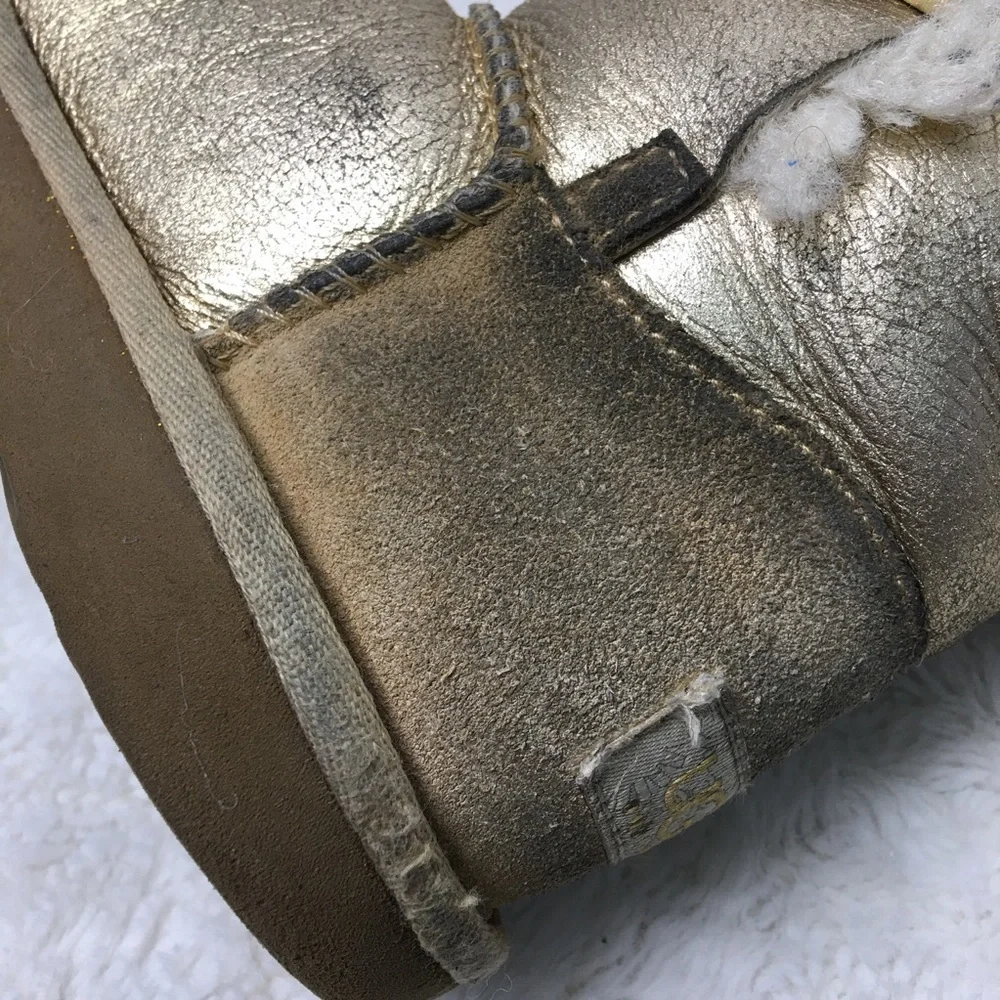 UGG Girl One Button Gold Boots Size 2